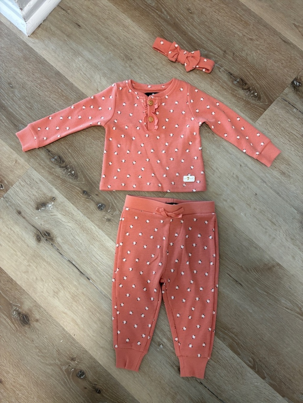 Coral Floral Kids Set with Matching Headband